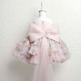  P25_141. Đầm Dự Tiệc Hoa Nổi Hồng 