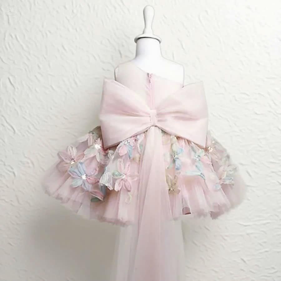  P25_141. Đầm Dự Tiệc Hoa Nổi Hồng 