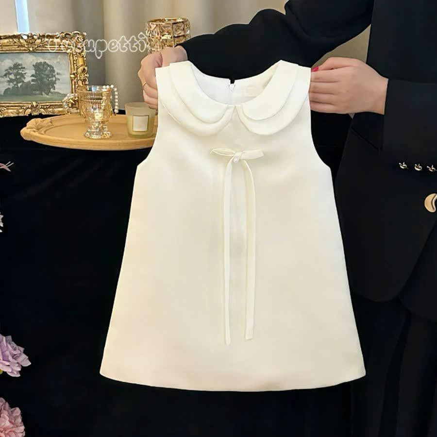  P25_155. Đầm Tiểu Thư Suông Nơ Trắng 