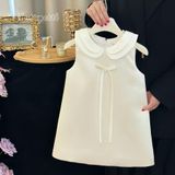  P25_155. Đầm Tiểu Thư Suông Nơ Trắng 