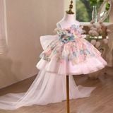  P25_164. Đầm Dự Tiệc Hoa 3D Đuôi Cá Hồng 