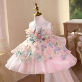  P25_164. Đầm Dự Tiệc Hoa 3D Đuôi Cá Hồng 