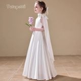  P25_166. Đầm Dạ Hội Lệch Vai Dáng Dài Trắng 