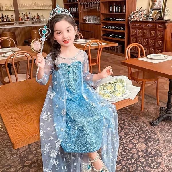  P25_187. Đầm Công Chúa Elsa 2025 Xanh 