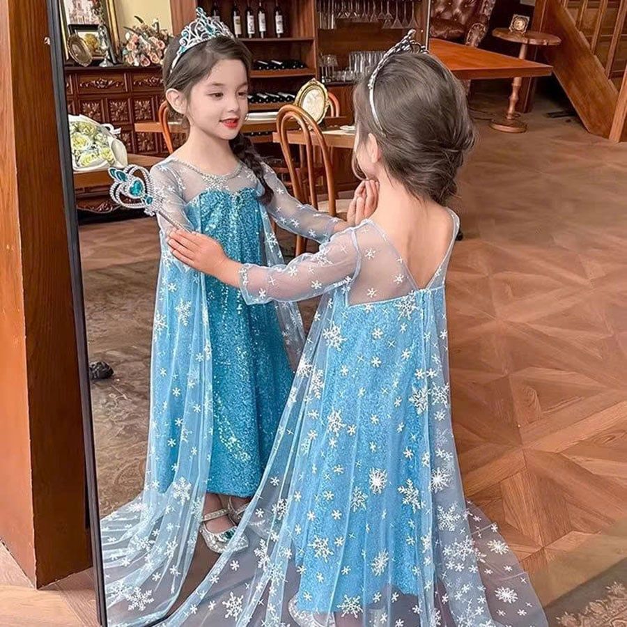  P25_187. Đầm Công Chúa Elsa 2025 Xanh 