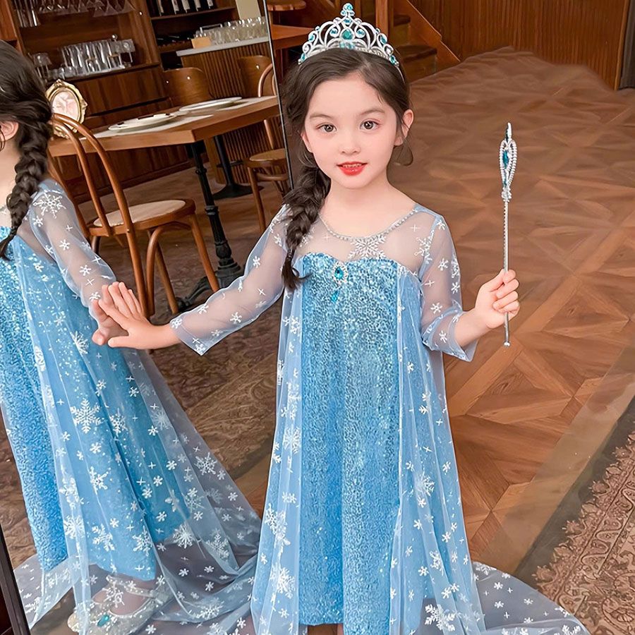  P25_187. Đầm Công Chúa Elsa 2025 Xanh 