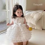  P25_191. Đầm Công Chúa Xếp Li Trắng 