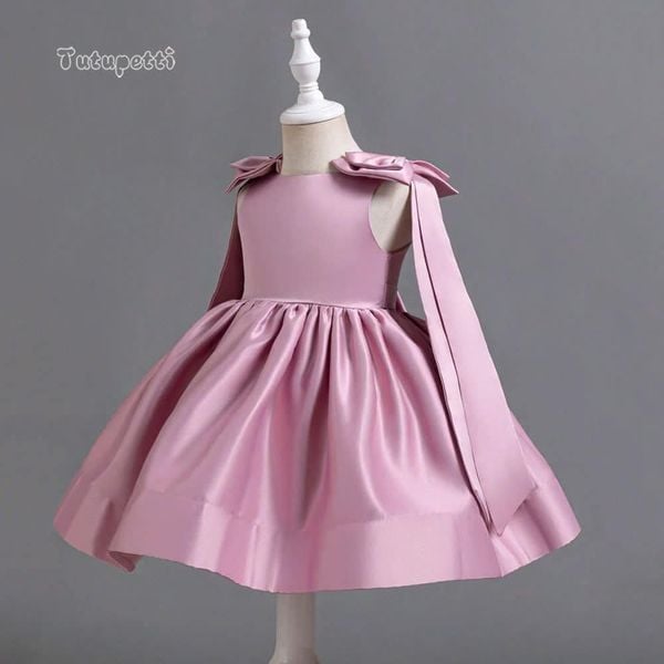  P25_203. Đầm Công Chúa Nơ Hồng Ruốc 