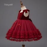  P25_223. Đầm Công Chúa Tầng Nơ Đỏ 