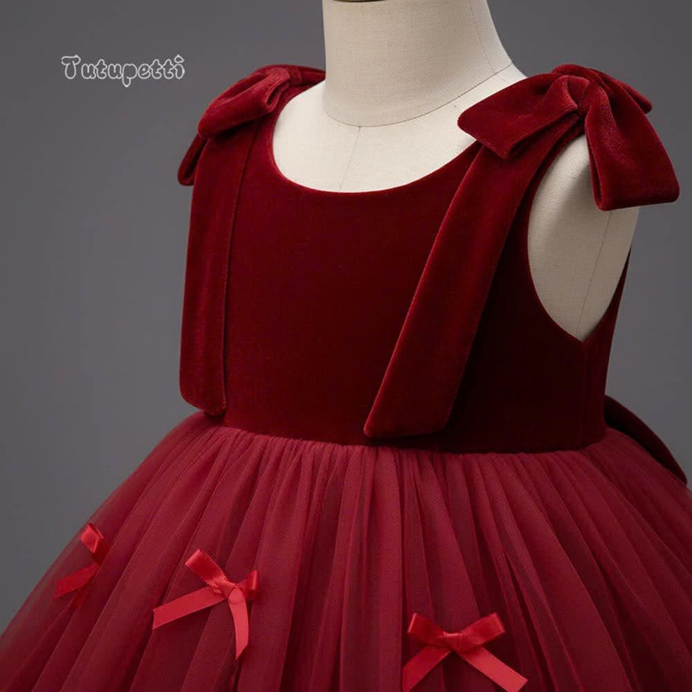  P25_223. Đầm Công Chúa Tầng Nơ Đỏ 