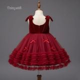  P25_223. Đầm Công Chúa Tầng Nơ Đỏ 