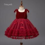  P25_223. Đầm Công Chúa Tầng Nơ Đỏ 