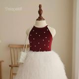  P25_229. Đầm Dự Tiệc Yếm Nơ Đỏ 