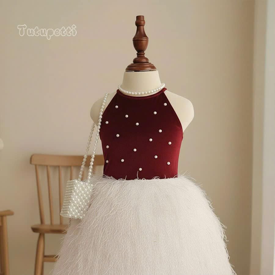  P25_229. Đầm Dự Tiệc Yếm Nơ Đỏ 