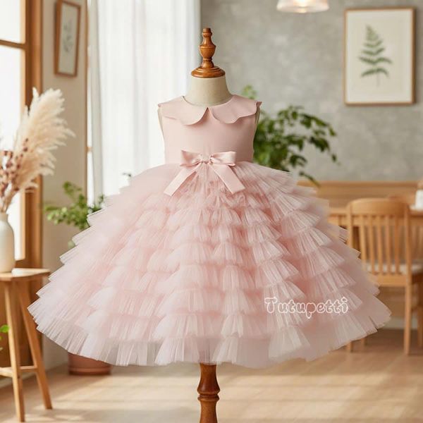  P25_191. Đầm Công Chúa Xếp Li Hồng 