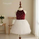  P25_229. Đầm Dự Tiệc Yếm Nơ Đỏ 