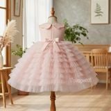  P25_191. Đầm Công Chúa Xếp Li Hồng 