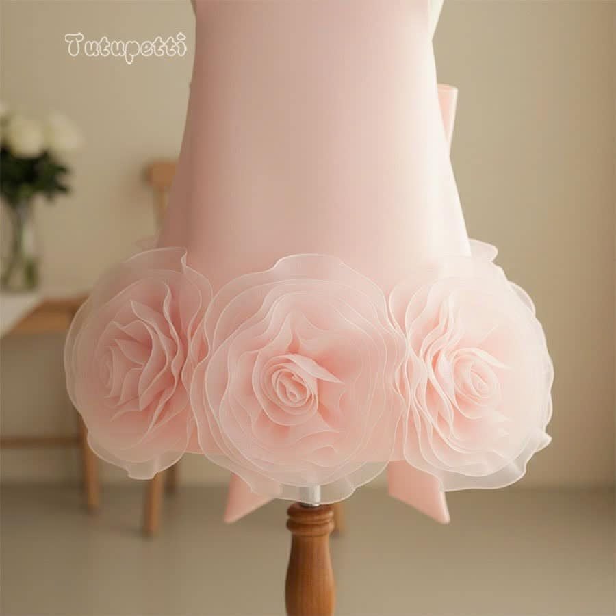  P25_228. Đầm Suông Hoa Hồng 