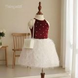  P25_229. Đầm Dự Tiệc Yếm Nơ Đỏ 