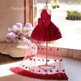  P25_230. Đầm Yếm Đuôi Cá Đính Bướm Đỏ 