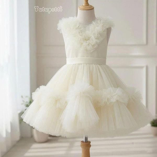  P25_237. Đầm Công Chúa Bồng Bềnh Trắng 