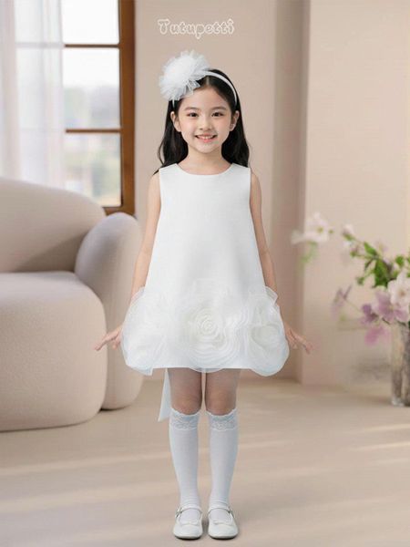  P25_228. Đầm Suông Hoa Trắng 