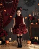  P25_241. Đầm Nhung Hoa Đỏ 