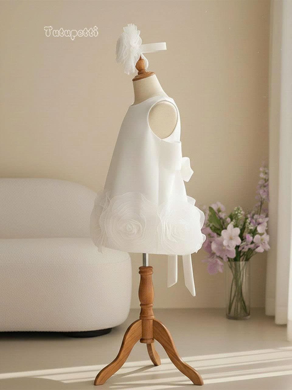  P25_228. Đầm Suông Hoa Trắng 