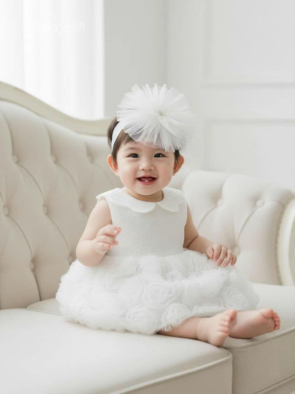  P25_239. Đầm Bí Baby Hoa Trắng 