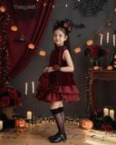  P25_241. Đầm Nhung Hoa Đỏ 