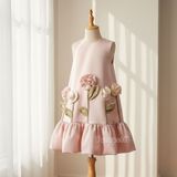  P25_240. Đầm Tiểu Thư Suông Hoa Hồng 