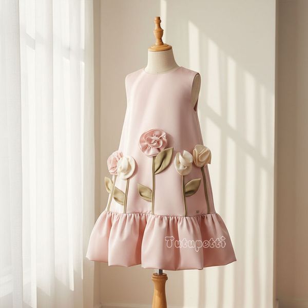  P25_240. Đầm Tiểu Thư Suông Hoa Hồng 