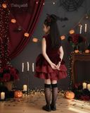  P25_241. Đầm Nhung Hoa Đỏ 