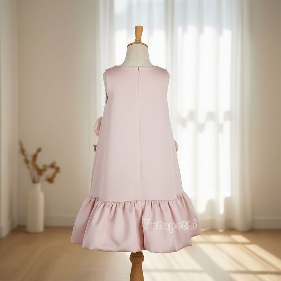  P25_240. Đầm Tiểu Thư Suông Hoa Hồng 