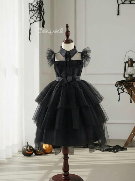  P25_245. Đầm Halloween Xếp Tầng Đen 