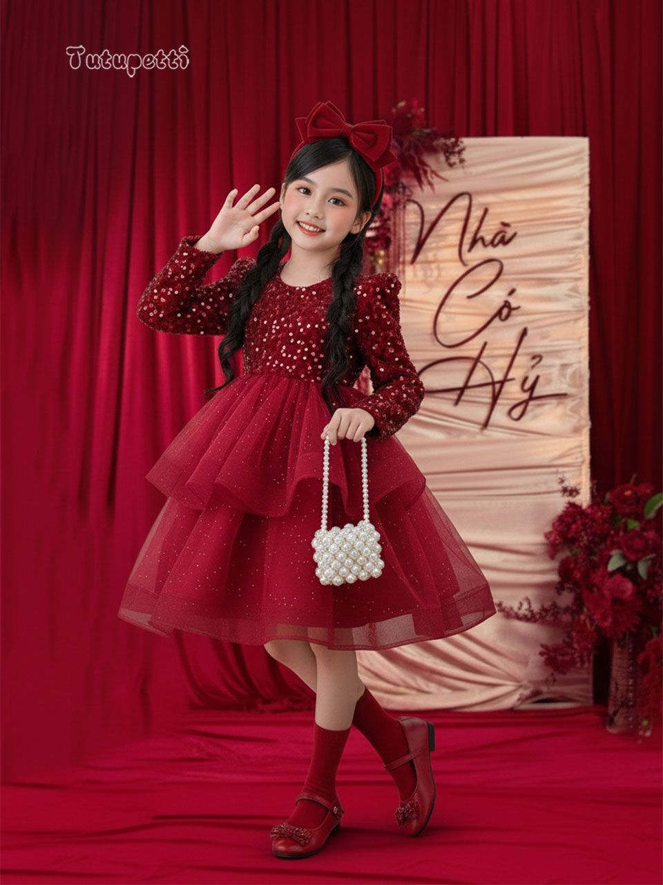  P25_251. Đầm Dự Tiệc Kimsa Đỏ 