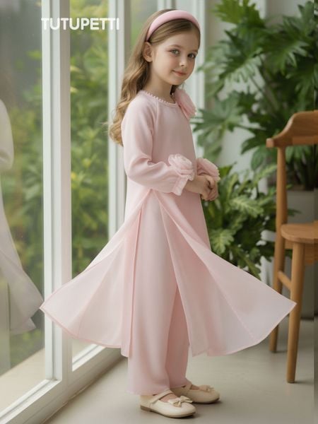  AD26_01. Áo Dài Tay Đính Hoa Hồng 