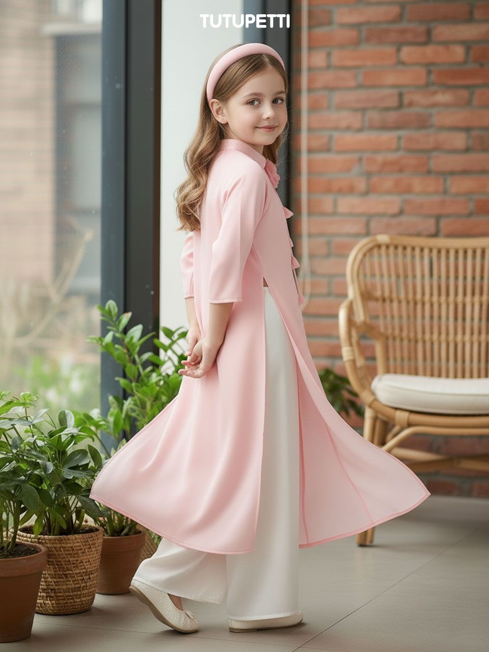  AD26_05. Áo Dài Hoa Hồng 