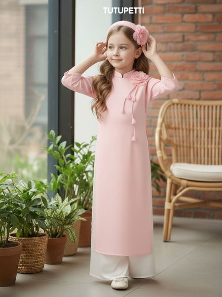  AD26_05. Áo Dài Hoa Hồng 