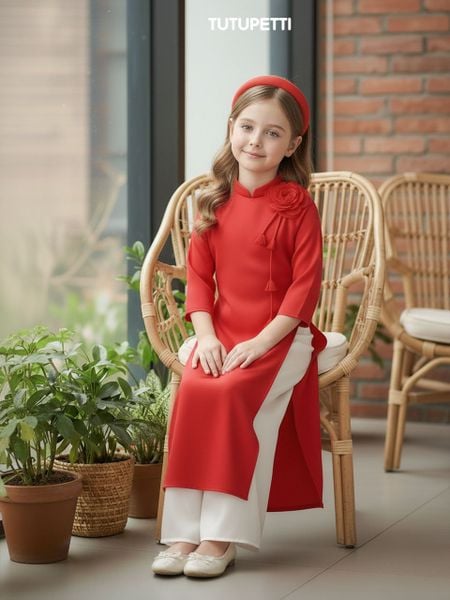  AD26_05. Áo Dài Hoa Đỏ 