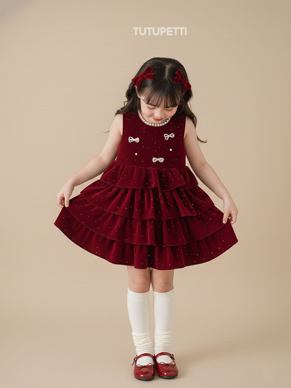  P25_260. Đầm Giáng Sinh Kimsa Tầng Đỏ 