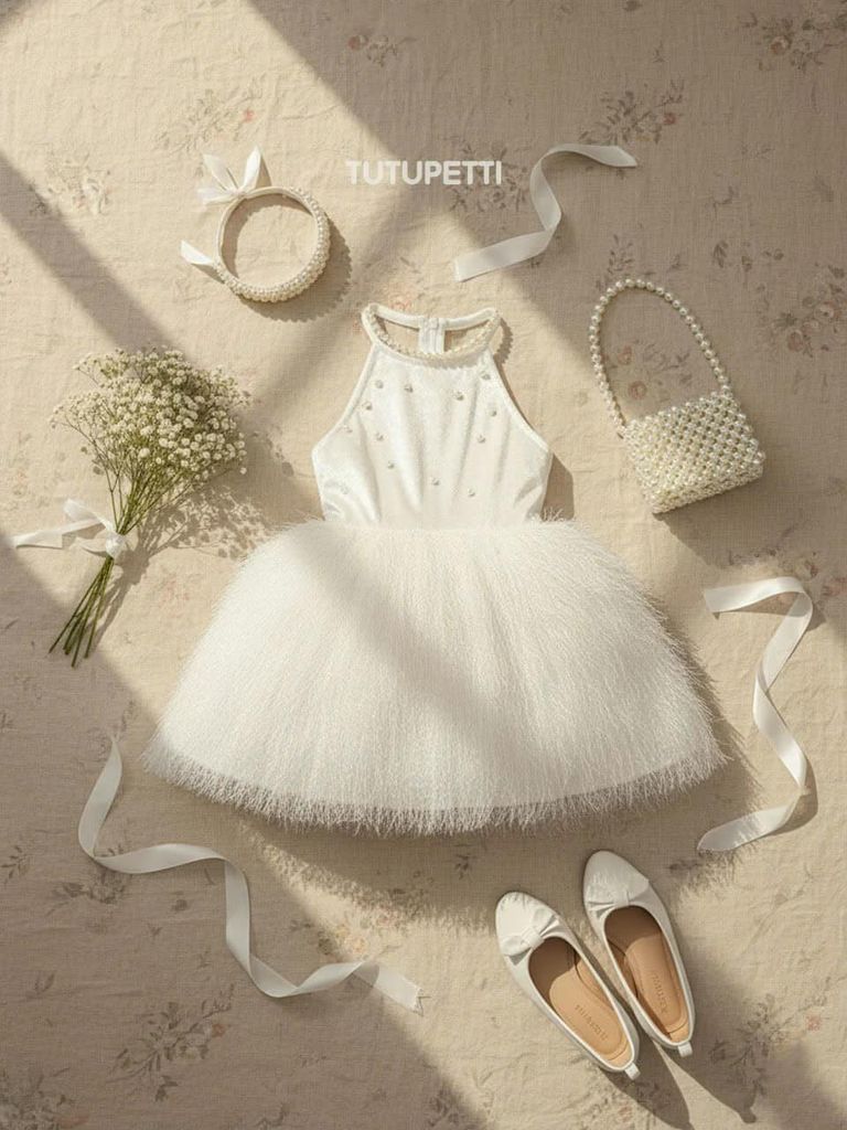  P25_262. Đầm Dự Tiệc Yếm Nơ Trắng 