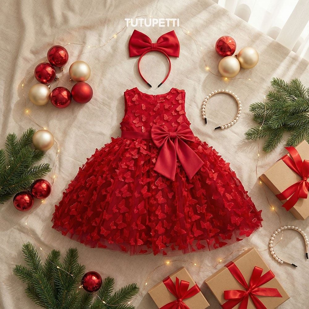  P23_369. Đầm Hoa Bướm Đỏ 