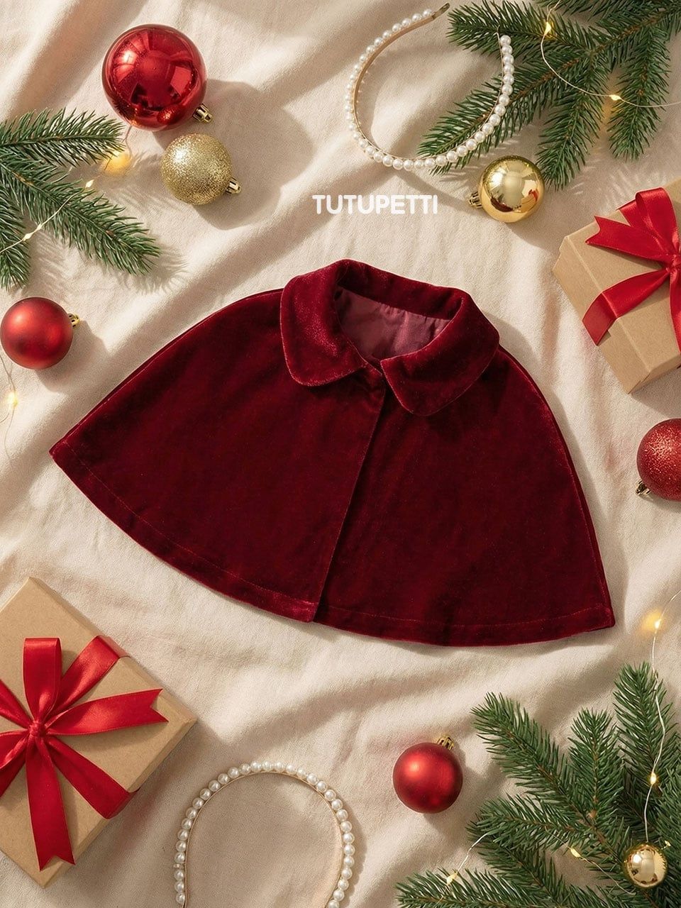  AK26_02. Áo Khoác Noel Nơ Nhung Đỏ 