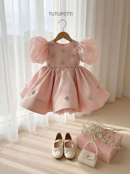  P25_272. Đầm Công Chúa Đính Đá Hồng 