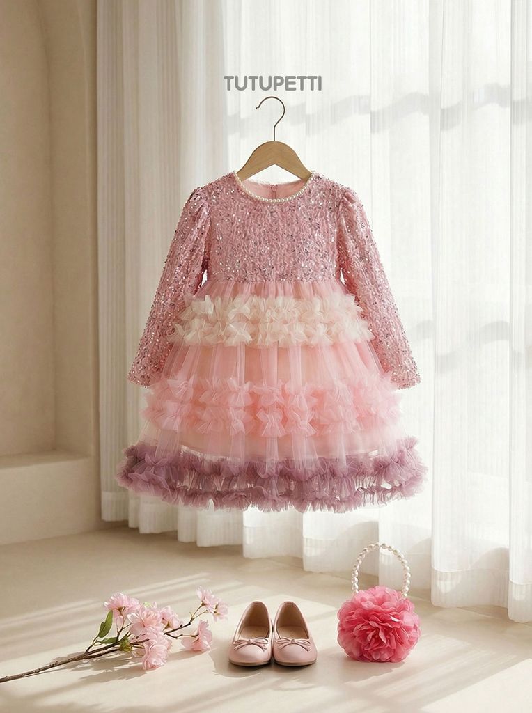  P25_277. Đầm Dạ Hội Tầng Kimsa Hồng 