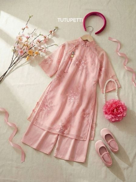  AD26_17_H. Áo dài Cách Tân Hoa Cúc Hồng 