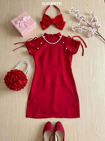  SX26_01. Sườn Xám Cổ Điển Đỏ 