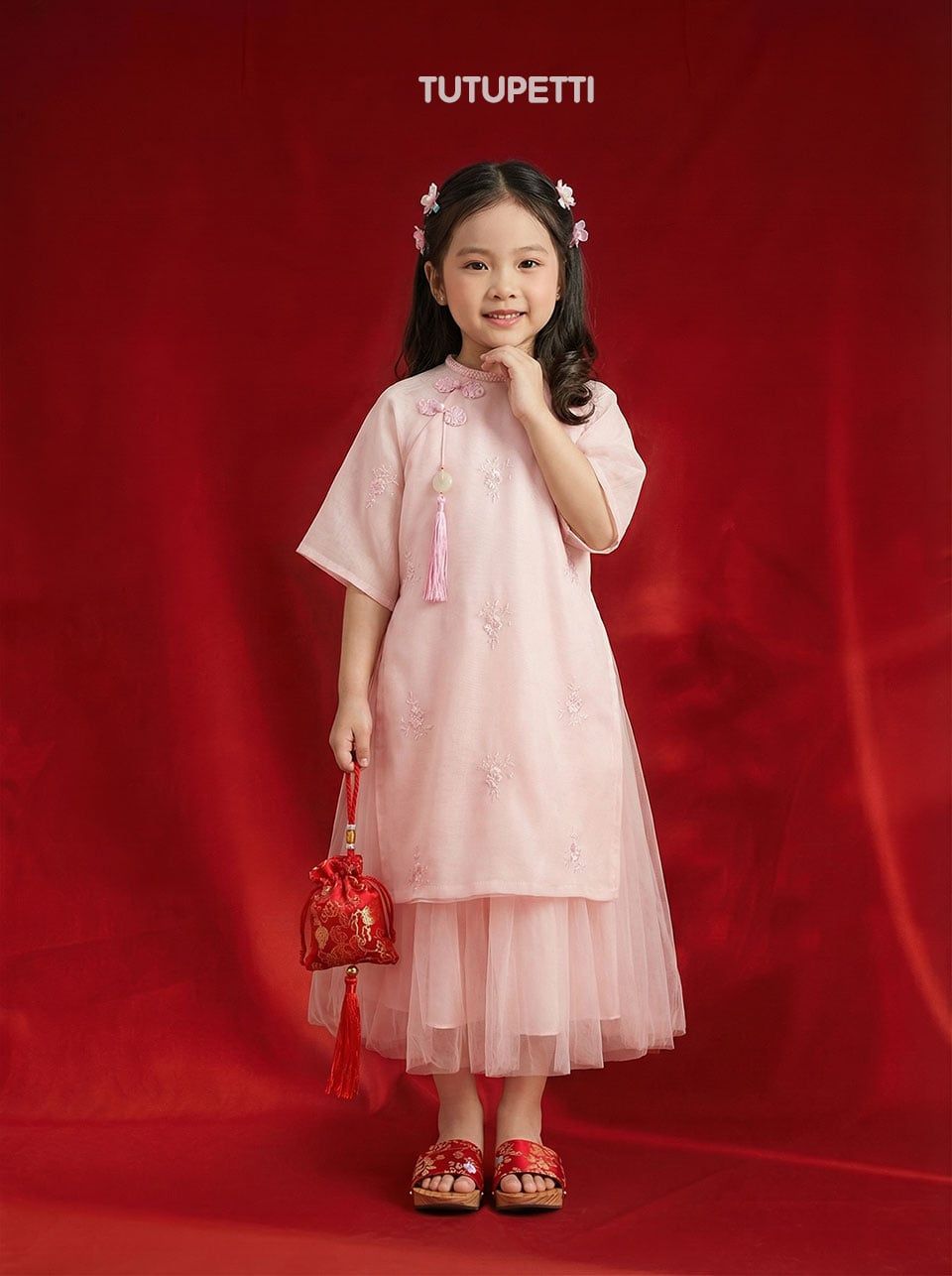  AD25_01. Áo Dài Cách Tân Thêu Hoa Hồng 