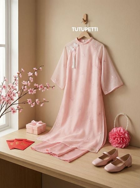  AD26_22. Áo Dài Cách Tân Thêu Hoa Hồng 